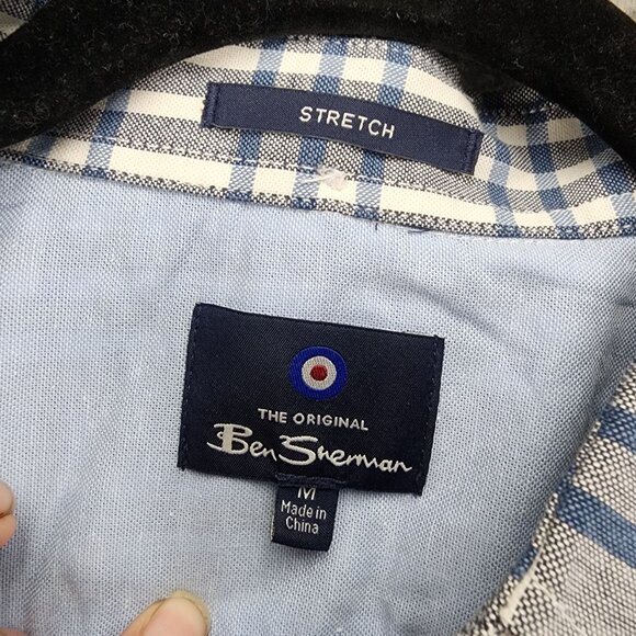 Ben Sherman Shirt Mens Medium Blue Plaid Long Sleeve Button Up *NWT* - Picture 4 of 11